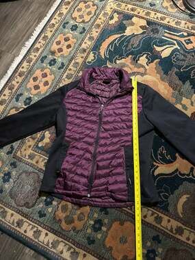 32 Degrees Heat Women's Mixed Media Puffer Jacket Pursple/Black Size L